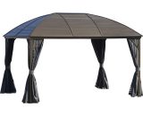 Outsunny 4 x 3(m) Patio Aluminium Gazebo Hardtop Metal Roof Canopy Party Tent Garden Outdoor Shelter with Mesh Curtains & Side Walls, Dark Grey 84C-097CG 5056534537623