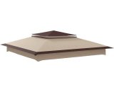 Outsunny Pop up Gazebo Cover, 2-Tier Gazebo Roof Replacement for 3.25m x 3.25m Frame, 30+ UV Protection, Beige 84C-465V00BG 5056725370343