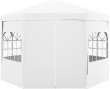 Outsunny 4 m Party Tent Wedding Gazebo Outdoor Waterproof PE Canopy Shade with 6 Removable Side Walls 84C-196V01WT 5056725362249