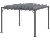 Outsunny 3 x 3(m) Outdoor Pergola with Retractable Roof, Aluminium Louvered Patio Gazebo Canopy for Lawn Garden Patio, Grey 84C-341V02CG 5056725361815