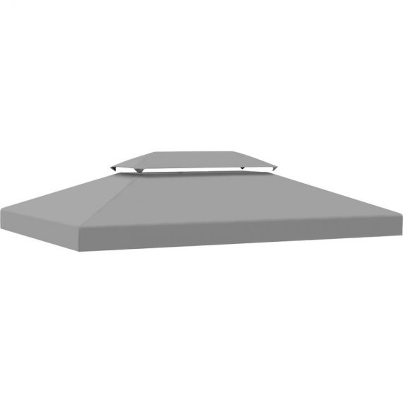 Outsunny 3x4m Gazebo Replacement Roof Canopy, 2 Tier Top UV Cover Garden Outdoor Awning Shelters, Light Grey (TOP ONLY) 84C-102MX 5056725546199