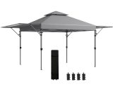 Outsunny 5 x 3(m) Pop Up Gazebo with Extend Dual Awnings, 1 Person Easy up Marquee Party Tent with 1-Button Push, Double Roof, Sandbags, 84C-503V00GY 5056725388607