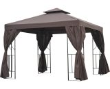 Outsunny 3 x 3 m Garden Metal Gazebo Marquee Patio Wedding Party Tent Canopy Shelter with Pavilion Sidewalls (Brown) 84C-043BN 5061025086948