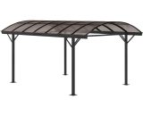 Outsunny 5 x 3(m) Hardtop Carport Aluminium Gazebo Pavilion Garden Shelter Pergola with Polycarbonate Roof, Brown 84C-310 5056534574901