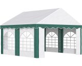 Outsunny 4 x 4m Garden Gazebo with Sides, Galvanised Marquee Party Tent with Four Windows and Double Doors, for Parties, Wedding and Events 84C-369V00GN 5056602933760