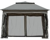 Outsunny 3 x 3(m) Pop Up Gazebo, Double-roof Garden Tent with Netting and Carry Bag, Party Event Shelter for Outdoor Patio, Dark Grey 84C-166V01CG 5056725383404