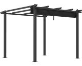 Outsunny 3 x 3(m) Aluminium Pergola with Retractable Roof, Garden Gazebo Canopy Sun Shade Shelter for Grill, Patio, Deck 84C-478V00CG 5056725501846