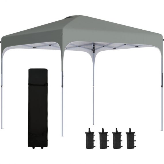 Outsunny 3 x 3 (M) Pop Up Gazebo, Foldable Canopy Tent with Carry Bag with Wheels and 4 Leg Weight Bags for Outdoor Garden Patio Party, Dark Grey 84C-262V01 5056534553036