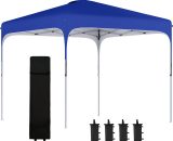 Outsunny 3x3m Pop Up Gazebo Height Adjustable Foldable Canopy Tent w/ Carry Bag, Wheels and 4 Leg Weight Bags, Blue 84C-262V01BU 5056534552947