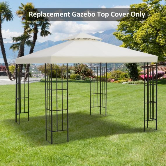 Outsunny 3 x 3(m) Gazebo Canopy Roof Top Replacement Cover Spare Part Cream White (TOP ONLY) 100110-053CW 5055974800434