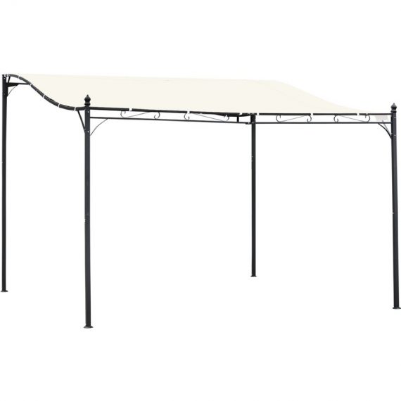 Outsunny 4 x 3 Meters Canopy Metal Wall Gazebo Awning Garden Marquee Shelter Door Porch - Cream 84C-038V01 5056534550448