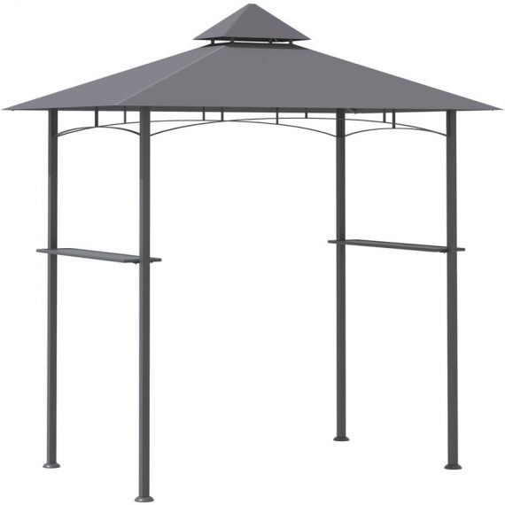 Outsunny 2.5M (8ft) New Double-Tier BBQ Gazebo Grill Canopy Barbecue Tent Shelter Patio Deck Cover - Grey 84C-266GY 5056725592325
