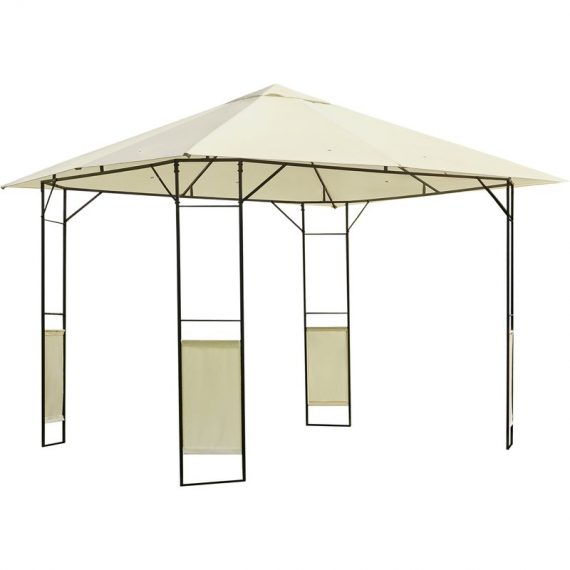 Outsunny 3 x 3 m Garden Metal Gazebo for Party and BBQ w/ Water-resistant PE Canopy Top, Cream 01-0867 5061025092826