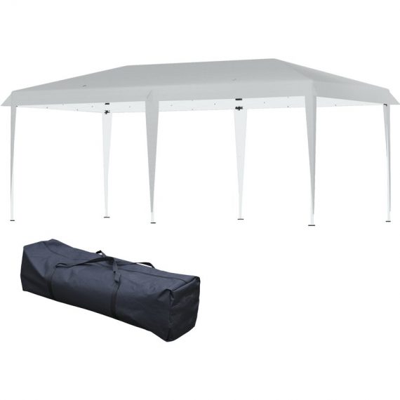 Outsunny Pop Up Gazebo, Double Roof Foldable Canopy Tent, Wedding Awning Canopy w/ Carrying Bag, 6 m x 3 m x 2.65 m, Grey 84C-118MX 5056725353896