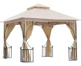 Outsunny 3 x 3 M Garden Gazebo Patio Party Tent Shelter Outdoor Canopy Double Tier Sun Shade Metal Frame Beige 84C-005 5056725577438