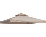 Outsunny 3 x 3(m) Canopy Top Cover for Double Tier Gazebo, Gazebo Replacement Pavilion Roof, Deep Beige (TOP ONLY) 84C-041BG 5056534537180