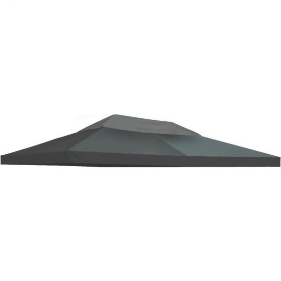 Outsunny 3x4m Gazebo Replacement Roof Canopy 2 Tier Top UV Cover Garden Patio Outdoor Sun Awning Shelters Deep Grey (TOP ONLY) 84C-102GY 5056534566579