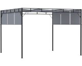 Outsunny 3 x 3(m) Steel Pergola Gazebo Garden Shelter with Retractable Roof Canopy for Outdoor, Patio, Dark Grey 84C-330CG 5056725578664