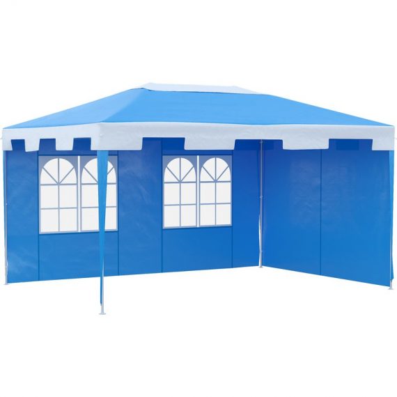 Outsunny 3 x 4 m Party Gazebo Marquee Garden Canopy Outdoor BBQ Tent Camping Patio Awning with 2 Sidewalls, Blue 01-0194 5061025085637