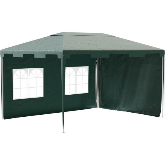 Outsunny 3 x 4 m Garden Gazebo Marquee Party Tent with 2 Sidewalls for Patio Yard Outdoor - Green 84C-329V01GN 5056534571344